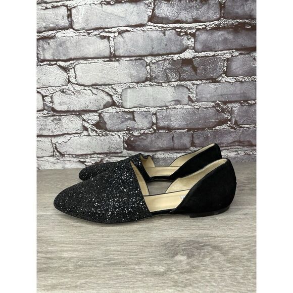 Jimmy Choo London Black Suede Leather Sparkle D’ Orsay Flats Women’s 42EU/11M US